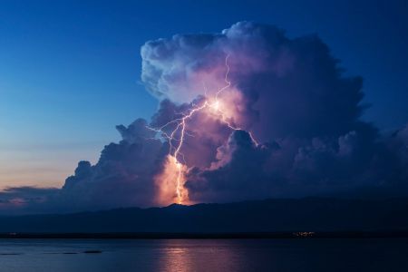 Bolt from the Blue by Ivan Stulić (Privlaka, Croatia). Isolated cumulonimbus cloud that produced lightning.