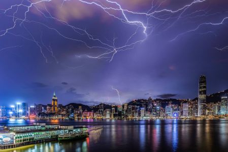 Lightning at the City by Jeffrey Poon (Hong Kong, China). One crazy lightning night happened at Victoria Harbour, but it made the city seem more stunning and beautiful.